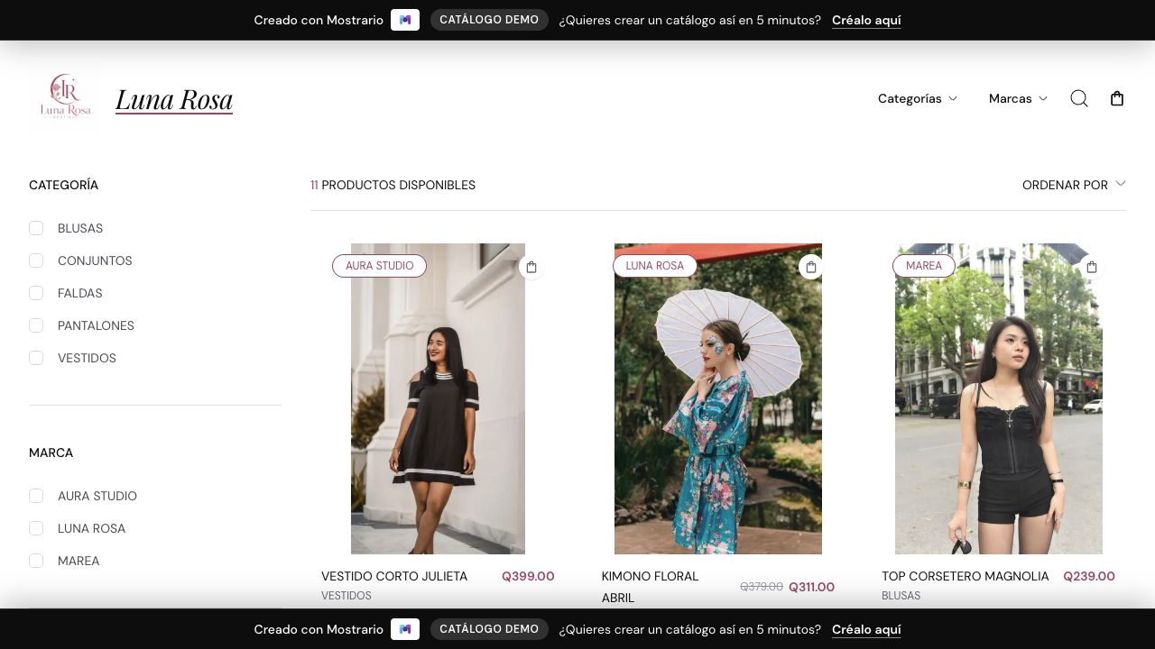 Vista del catálogo Luna Rosa Boutique